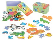 Puzzle safari zvieratká v kovovej krabice 25 prvkov