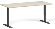 Výškovo nastaviteľný stôl, 180x80 cm, 2 motory, čierna podnož, breza