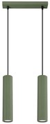 Závesné svietidlo Karbon, 2x olivovo zelené kovové tienidlo
