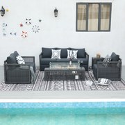 Súprava záhradného nábytku Excelentur s ohniskom 3+2+1 sivá