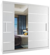 Šatníková skriňa 200 cm Belini biely mat s posuvnými dverami a zrkadlom  MBP SZP1/2/W/W/0/AL