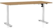 Výškovo nastaviteľný stôl OfficeTech A, 160 x 80 cm, biela podnož, dub kamenný