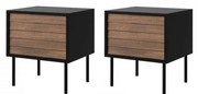 SADA 2x Nočný stolík CORTINA 51x45 cm čierna/orech warnia