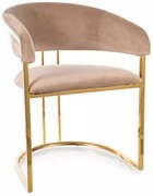 Sametové jídelní křeslo Tulipe béžové/zlaté