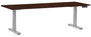 Výškovo nastaviteľný stôl OfficeTech D, 200 x 80 cm, sivá podnož, wenge