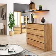 Komoda Kuba 120 cm 8 zásuvek dub craft zlatý