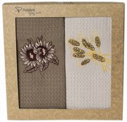 Polášek Vyšívaná vaflová utierka s motívom - 2 ks - Slnečnice č. 7