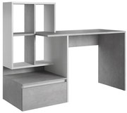 Písací stôl s policou MARLO sivý betón/biela