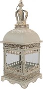 Zelenosivý dekoračný zdobený lampáš Igla - 20*20*51 cm