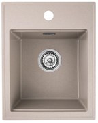 Sink Quality Ferrum New 4050, 1-komorový granitový drez 400x500x185 mm + chrómový sifón, béžová, SKQ-FER.4050.B.X