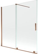 Mexen Velar, 2-krídlová posuvná vaňová zástena 160 x 150 cm, 8mm číre sklo, ružové zlato, 896-160-000-01-60