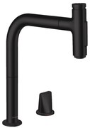 Hansgrohe M71, drezová batéria M7120-H200 v vyťahovacou spŕškou, 2-otvorová inštalácia, sBox, čierna matná, HAN-73818670