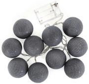 Bavlnené svietiace guličky LED 10 ks - tmavo šedé