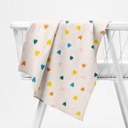 Biante Mušelínová plienka/dečka Nature MSN-037 Srdiečka na krémovo bielom 120x120 cm
