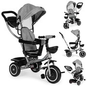 ECOTOYS Trojkolka 2v1 s otočným sedadlom + sklopná strieška - sivá