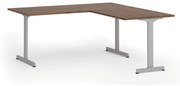 Kancelársky stôl PRIMO BETA L, 1800 x 1800 mm, sivá podnož, orech