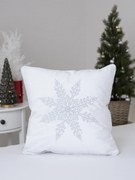 Vianočná obliečka na vankúš mikroplyš 40 × 40 cm - Vločka strieborná
