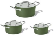 Elmich Sada keramických hrncov Vital 3 ks, olivovo zelená