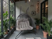 Závesné hojdacie dvojkreslo CUBA sivé - sivé vankúše