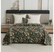 Prehoz na posteľ COLORFUL MEADOW tmavozelený Rozmer: 170 x 210 cm