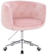 LuxuryForm DESIGN Kreslo MONTANA VELUR na striebornej podstave s kolieskami - ružové