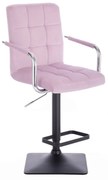 LuxuryForm DESIGN Barová stolička VERONA VELUR na čiernej hranatej podstave - levanduľa