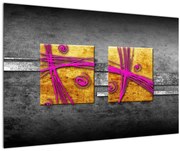 Obraz farebných štvorcov na čiernom pozadí (90x60 cm)