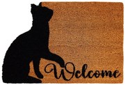 Rohožka Kokos Welcome Mačka - na von aj na doma, 40x60, hnedá, chodba / predsieň, Trade Concept