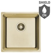 Laveo Aden, 1-komorový nerezový drez 440x440x200 mm, zlatá matná, LAV-SLA_G10P