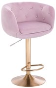 LuxuryForm DESIGN Barová stolička MONTANA VELUR na zlatom tanieri - levanduľa