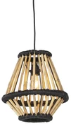 Orientálny závesný luster bambusový s čiernou 32 cm - Evalin