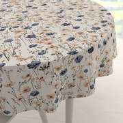 Biante Bavlnený okrúhly obrus Sandra SA-630 Modro-hnedé vlčie maky na svetlo vanilkovom Ø 50 cm