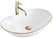 REA-U8570 - Umývadlo na dosku ROYAL 36x62 cm keramika/lesklá biela/zlatá
