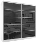 Šatníková skriňa 133 cm Belini biely mat / čierny lesk posunými dverami BH SZP2/2/W/WI/5B/HI