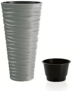 Kvetináč Long Sand s vložením šedý