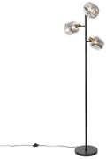 Inteligentná stojaca lampa čierna so zlatom a dymovým sklom 3-svetlá vrátane 3 Wifi P45 - Zuzanna