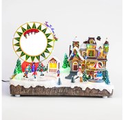 LED RGB Vianočná pohyblivá dekorácia s hudbou 30xLED/1,5W/230V zasnežená dedinka