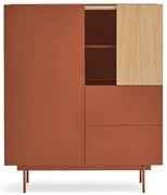 Vysoká komoda v dekore duba v tehlovo-prírodnej farbe 100x120 cm Otto – Teulat