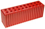 Plastový box na ukladanie vrtákov s priemerom 8–9,9 mm, modul 20x5, 20 dutín, červená