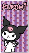 Bavlnená plážová osuška Kuromi – motív roztomilá rebelka - 100% bavlna - 70 x 140 cm