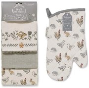 Utierky a chňapka v súprave 4 ks Country Animals – Cooksmart ®