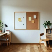 Toptabule.sk  Kombinovaná tabuľa biela v drevenom ráme + 6 farieb rámu 120x90 cm