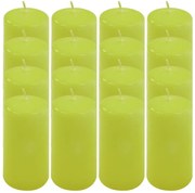 Sada stĺpikových sviečok, 10 cm, Ø 5 cm, svetlozelená, 16 ks