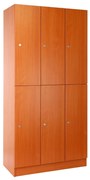 Drevená šatníková skrinka Visio - 6 boxov, 90 x 45 x 185 cm, cylindrický zámok, čerešňa