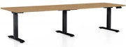 Výškovo nastaviteľný stôl OfficeTech Long, 260 x 80 cm, čierna podnož, dub kamenný
