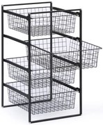 Úložný systém s 4 drôtenými košmi, 860 x 500 x 450 mm, čierny