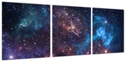 Obraz - Nočná obloha (s hodinami) (90x30 cm)