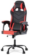 Herní křeslo, červená a černá ekokůže, houpací mechanika, opěrák 135°