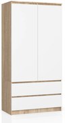 Šatníková skriňa Star 90 cm dub sonoma/biela