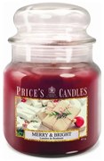 PRICE´S MIDI vianočná sviečka ve skle Merry & Bright - horenie 90h
